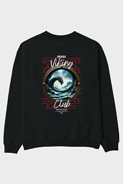 Ankhises Σειρά Viking Mythology 26 Μαύρο φούτερ με στάμπα στην πλάτη, ανδρικό...