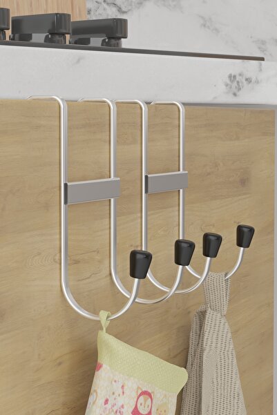 Hill Homes Krom Gümüş 2 Adet Kancalı Askısı Banyo Askılık Organizer Askı Kapı...