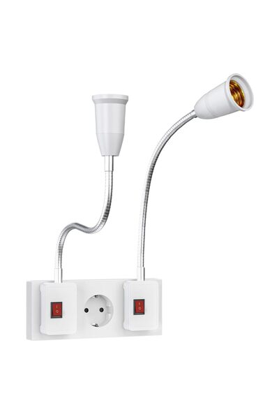 BUYMART مقبس E27 مع مفتاح، قطعتان من المقابس مع كابل مرن لمصباح LED E26/E27، ...