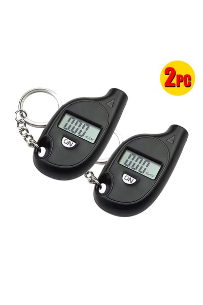 BUYMART مقياس ضغط الإطارات الرقمي الصغير (قطعتان) مع شاشة LCD، يُعلق سلسلة مف...