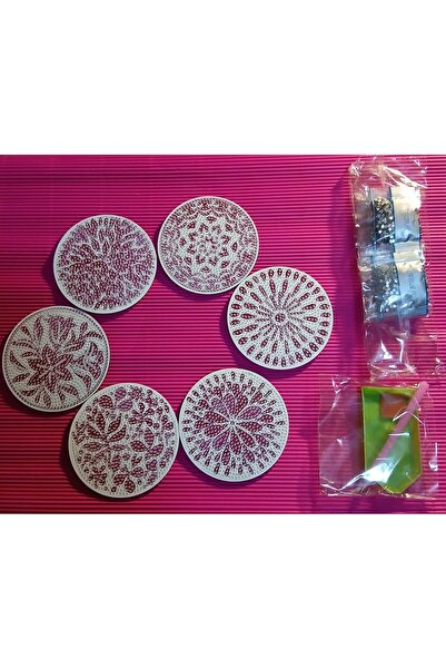 Element 5 d kendin yap Nar çiçeği 6 lı bardak altlığı elmas mozaik boyama seti