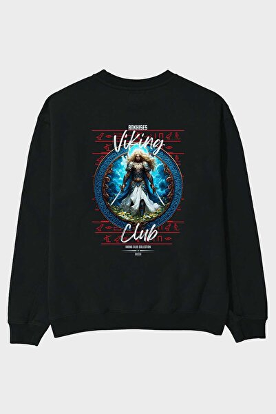 Ankhises Hanorac negru supradimensionat Baldur cu imprimeu pe spate, pentru b...