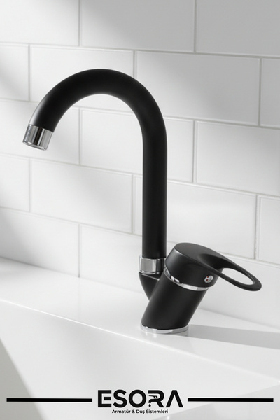 ESORA Baston Borulu Mix Kitchen Sink Faucet with Double Water Inlet