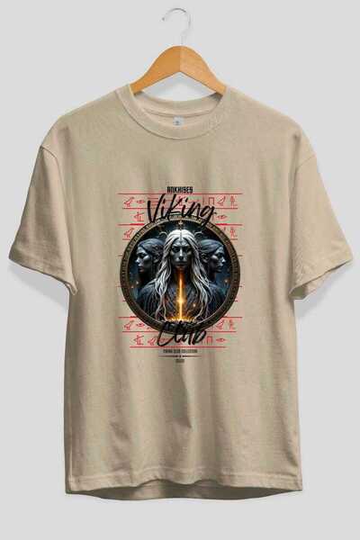 Ankhises Viking Mythology 24 Pre-Printed Beige Oversize T-Shirt Men Women Cot...