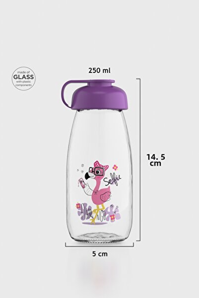Renga ميلكي كيدز زجاجة زجاجية منقوشة 250 مل 182056 بنفسجي