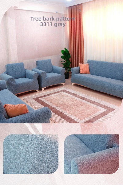Uy Style Jakarli, Rubberized Sofa Cover, Stain-Resistant, 3+3+1+1 Set (Tree B...