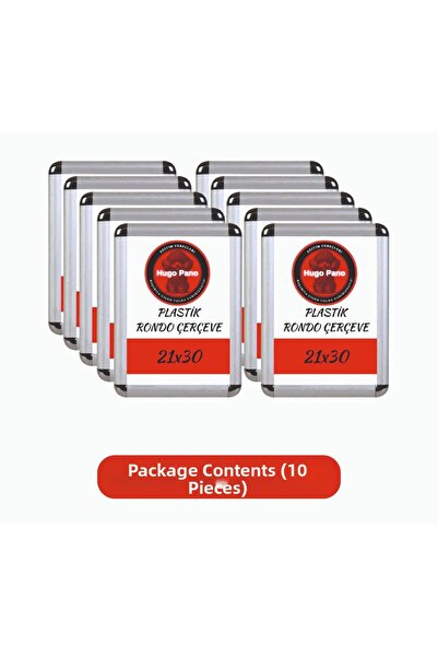 HUGOKIRTASİYE إطار A4 روندو مكون من 10 قطع بمظهر ألومنيوم (21X30)