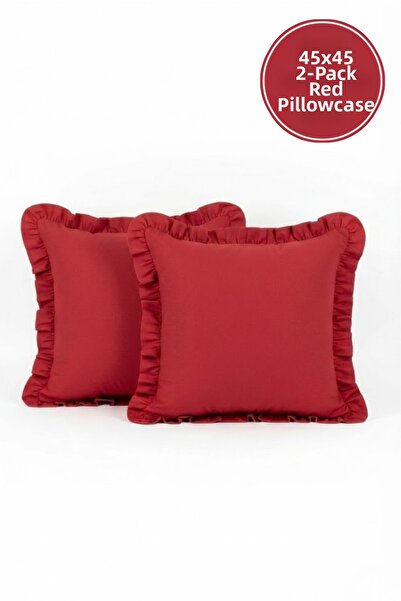 Joyrose 2 Pieces 100% Cotton Ruffled Throw Pillow Covers 45X45 cm Modern with...