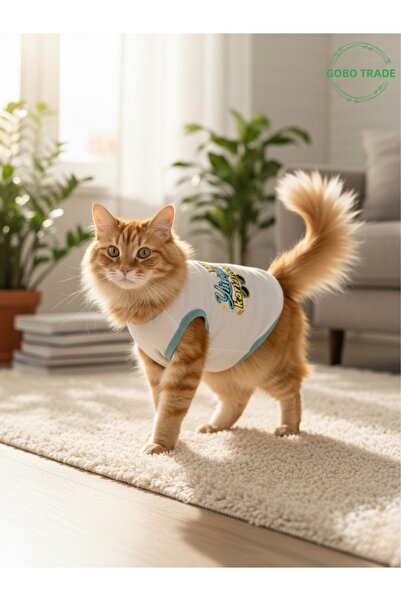 Gobo تي شيرت أبيض مطبوع عليه عبارة "الكاريزما" للقطط والكلاب، مقاس متوسط/M/مق...