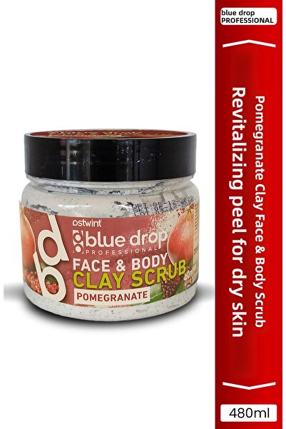 BLUE DROP قناع الوجه بالطين - رمان 480 مل، مقشر للجسم، منظف ومنعم، ومنشط للدو...