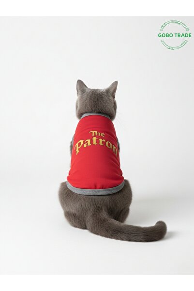 Gobo قميص أحمر اللون مطبوع عليه The Patron للقطط والكلاب مقاس كبير/L/مقاس 3