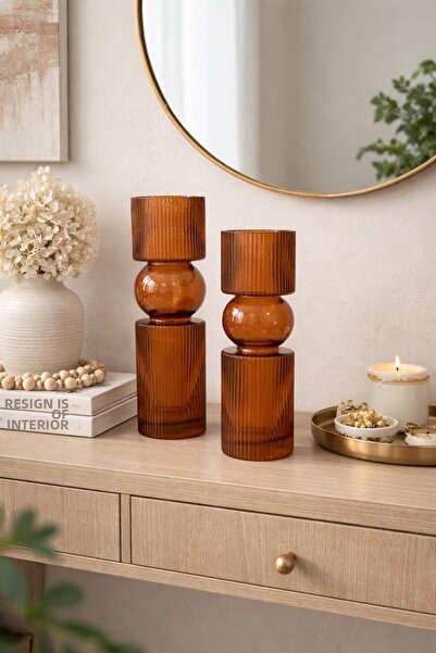 AYDINEV 2 Li Amber Glass Vase Tkebt Amber