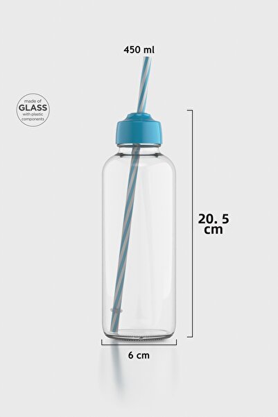 Renga زجاجة فيليكس زجاجية مع مصاصة 450 مل 181010 تركواز