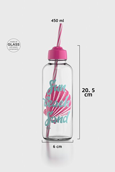 Renga زجاجة فيليكس صن بيتش منقوشة سعة 450 مل مع مصاصة 182055 وردي