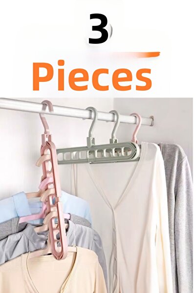 Rabelix Online Marketing 3 قطع من شماعات الملابس الذكية القابلة للطي ذات 9 عي...