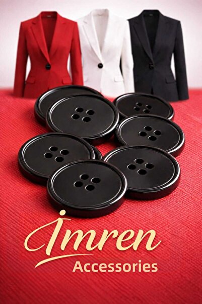 İMREN AKSESUAR Italian Button Set of 6 Black Coat Trench Coat Coat Button - 2...