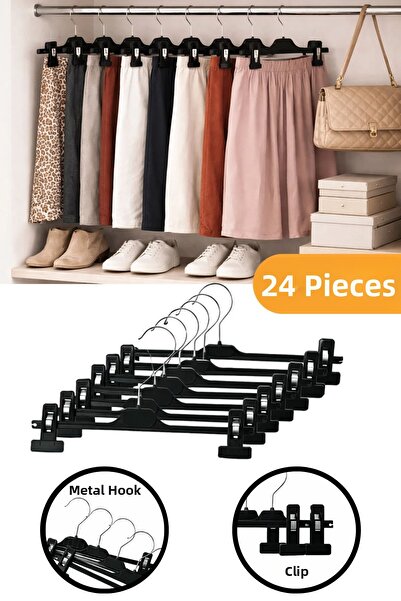 ROYALHOUSE 24 Pieces - Adjustable Skirt & Trouser Hangers with Pegs – Closet ...