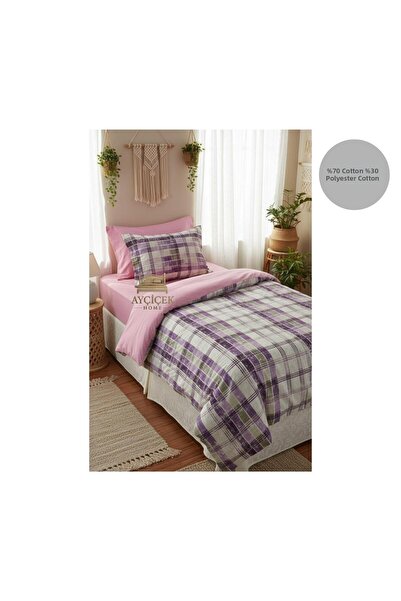 ayçiçek home Single Bedding Set 100/200 Non-Elastic Bed Sheet 150/215 Quilt S...