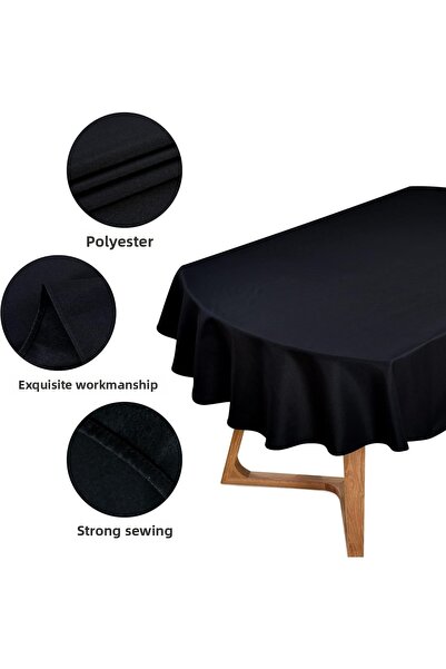Valerium Stain-Resistant Velvet Textured Seamless Oval Tablecloth