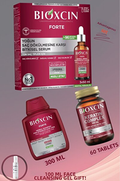 Bioxcin Forte Anti-Hair Loss Care Kit: Forte Serum - Forte Shampoo - Keratin ...
