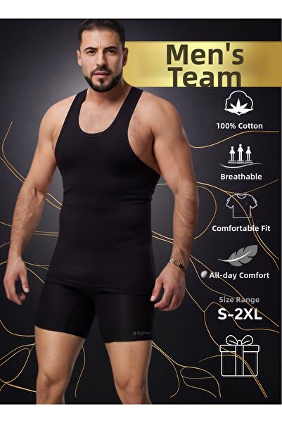 Mercan Men's Black Suit Long Cut Boxer Athlete Undershirt in Special Box