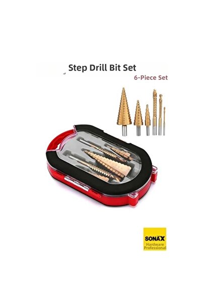 shopwave مجموعة من 6 لقم حفر متدرجة مطلية بالتيتانيوم - للمعادن والخشب والبلا...