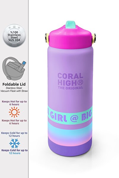 Coral High Colorful Patterned Steel Thermos with Folding Spout 650 ml 38374