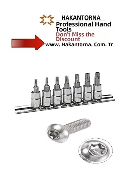 HakanTorna مجموعة أدوات توركس HT- Retta 1/4 بفتحات قابلة للإغلاق 5 زوايا 7 قطع