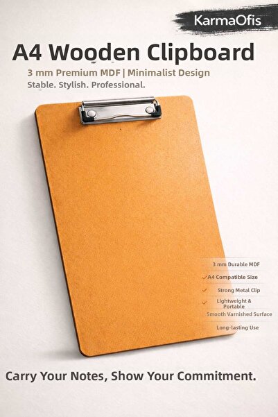 KarmaOfis A4 Wooden Secretary's Desk Orange (3 mm Thickness)