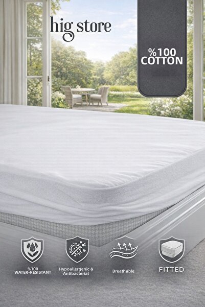 Hig Store واقي مرتبة إيكومود مصنوع من القطن بنسبة 100%، مقاوم للسوائل، مزود ب...
