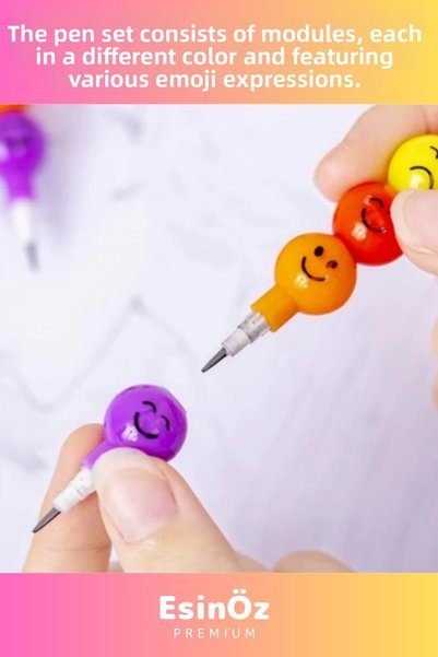 EsinÖz # Pencil Set Home School Stylish Colorful Egg-Layering Emoji Pencil Set