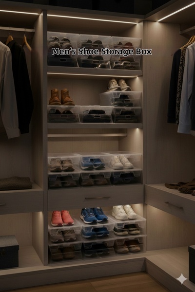 tozlupazar 10 Pieces Transparent Men's Shoe Box Organizer Storage Basket