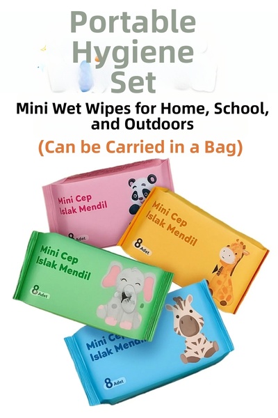 Teknoşık Mini Pocket Wet Wipes 8 Pieces Hygienic Portable for Children and Da...