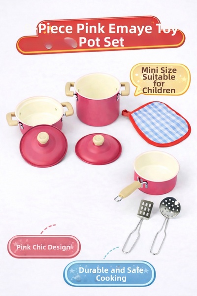 a v d a 8 Piece Pink Enamel Pot and Pan Toy Set |   Kitchen Play Set |   Real...