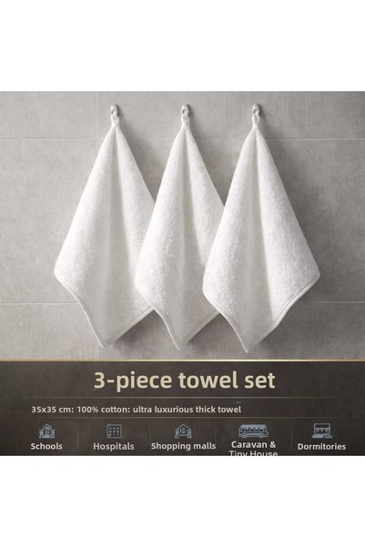MEŞELİ TEKSTİL 3-Piece Premium Multifunctional Towel 35X35 cm