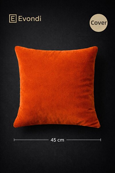Evondi Decorative Throw Pillow Cover 45X45 cm – Cinnamon Orange – Washable Fa...