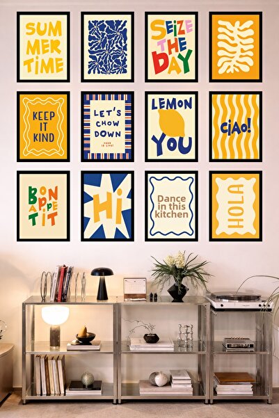 UNT 12-Frame Look Kitchen |   Modern |   Retro Wall Poster Painting Set – 15X...