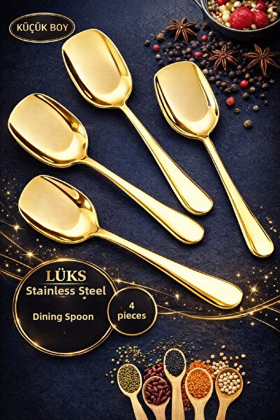 Berdina Home Set of 4 Gold Serving Spoons Small Size Stainless Steel Spoon Sa...