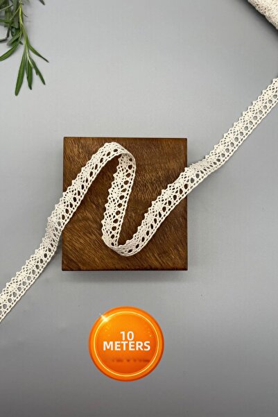 Ak Tuhafiye 10 Meters Cream, Raw Color Cotton Lace-Kopanaki Ribbon 10 Meters,...