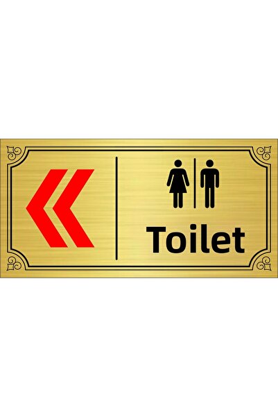 sıradışıhediyem لوحة معدنية ذهبية مكتوب عليها WC بعلامة سهمية 10 سم × 20 سم