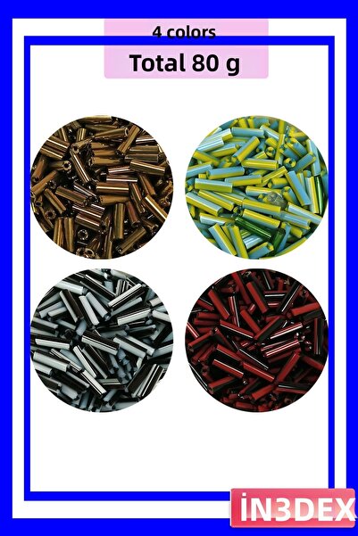İN3DEX خرز قطع الأنابيب بطول 10 مم وقطر 2 مم، 4 خيارات ألوان