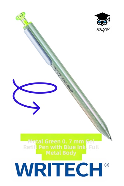 SEYFİKİRTASİYE Metal up 0.7 mm tip gel ballpoint pen complete metal body blue...