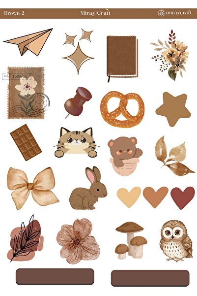 MirayDesign 1 Foaie de autocolante tematice maro de 12*17 cm / Pentru album d...