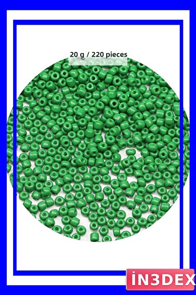İN3DEX Green Glass Beads 4mm 220 Pieces for Needlework and Jewelry Making