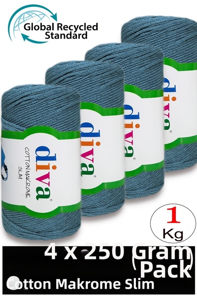 Diva İplik (4 x 250 γρ.) - 1 κιλό - 2 χιλιοστά - Νήμα για τσάντες μακραμέ Kot...