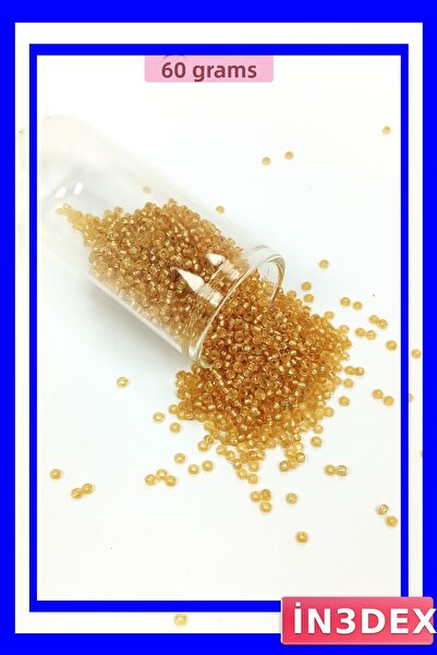 İN3DEX خرز زجاجي شفاف بلون ذهبي 2 مم 60 جرام