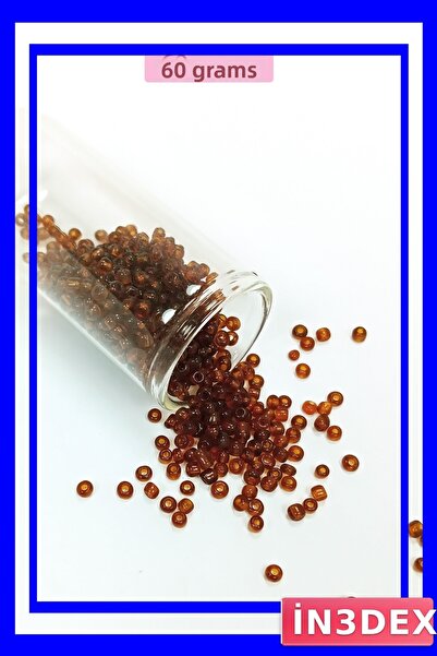 İN3DEX 3 mm Transparent Dark Brown Glass Beads 60 Grams