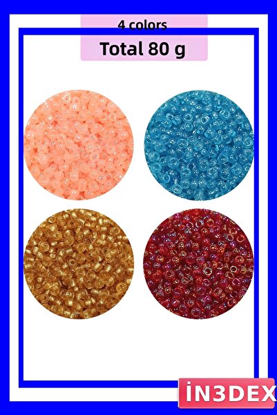 İN3DEX مجموعة من 4 ألوان مختلفة من الخرز الزجاجي المصبوب 80 جرام