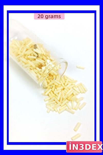 İN3DEX Cream Color Long Tube Cut Beads 2mm Diameter 10mm Length