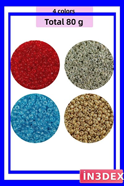 İN3DEX خرز زجاجي مصبوب بسمك 2 مم، 4 خيارات ألوان مختلفة، 80 جرام